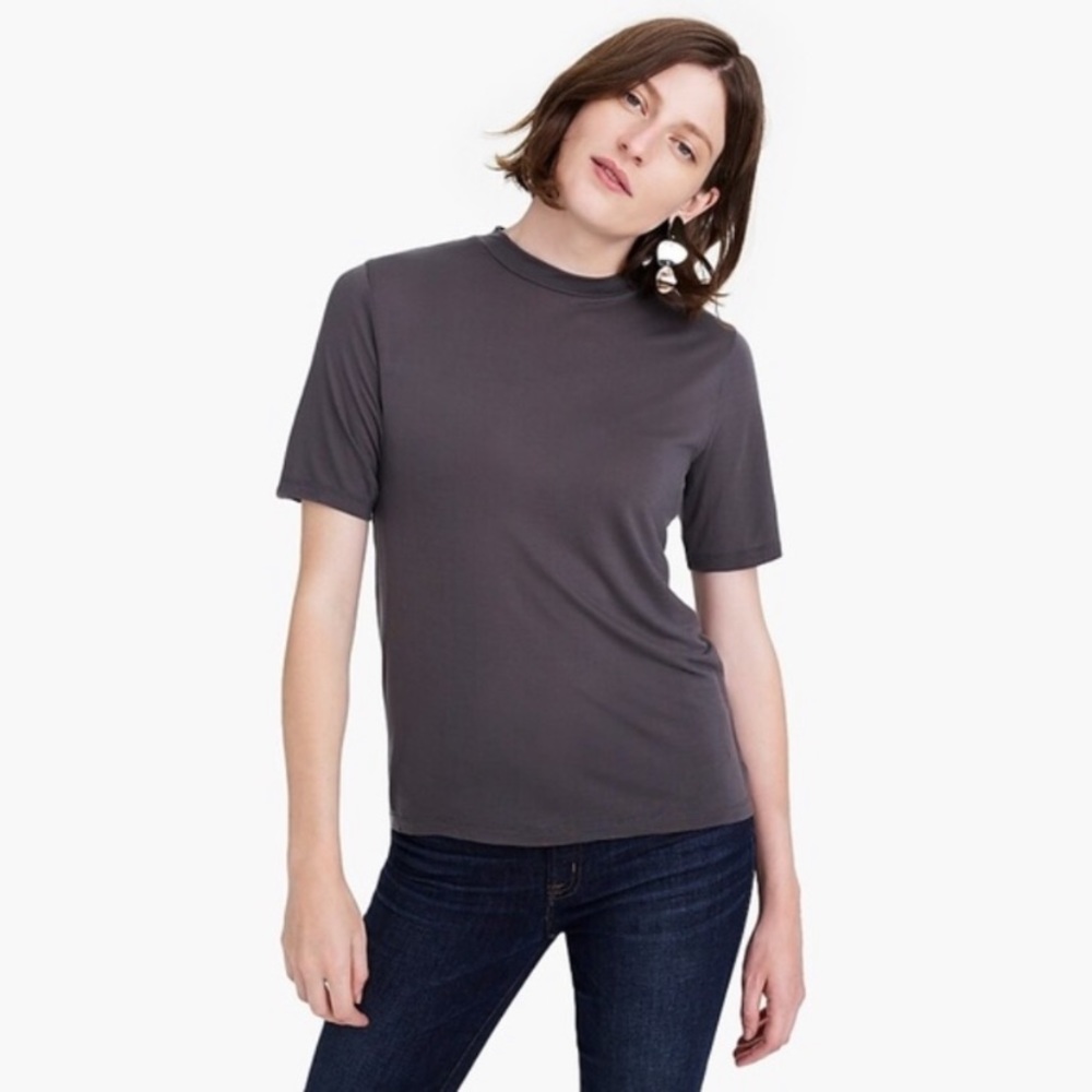 J. Crew Women’s Mockneck Lyocell Short Sleeve T-Shirt M